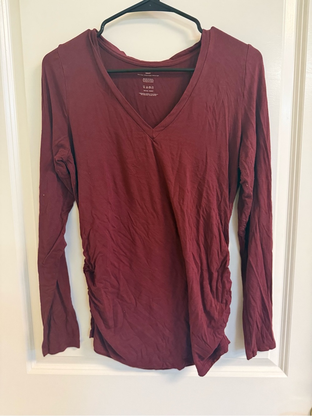 Motherhood Burgundy V-Neck Long Sleeve Maternity Top